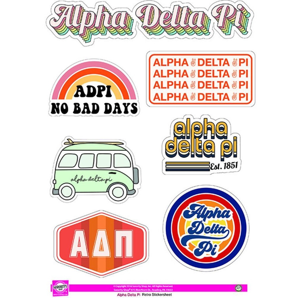 Alpha Delta Pi Retro Sticker Sheet’s